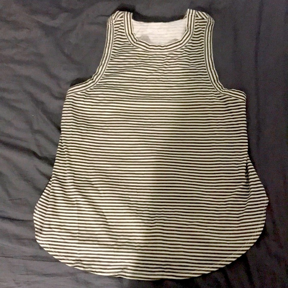 white and green striped tank top